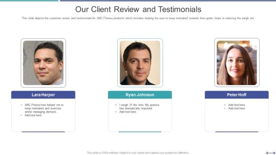 Fundraising Pitch Deck For Gym Startup Our Client Review And Testimonials Brochure PDF Fundraising Pitch Deck For Gym Startup Our Client Review And Testimonials Brochure PDF