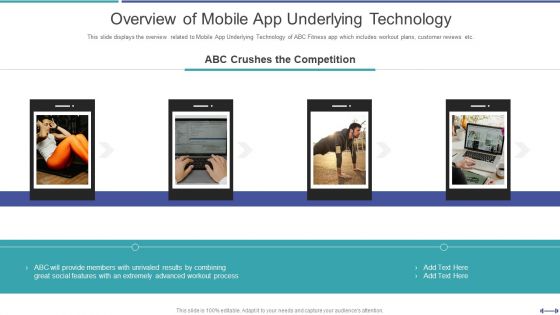 Fundraising Pitch Deck For Gym Startup Overview Of Mobile App Underlying Technology Slides PDF