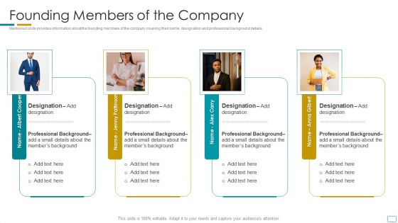 Fundraising Pitch Deck For Startup Company Founding Members Of The Company Background PDF