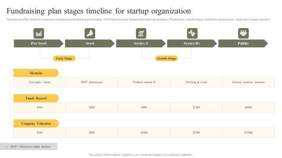 Fundraising Plan Stages Timeline For Startup Organization Information PDF