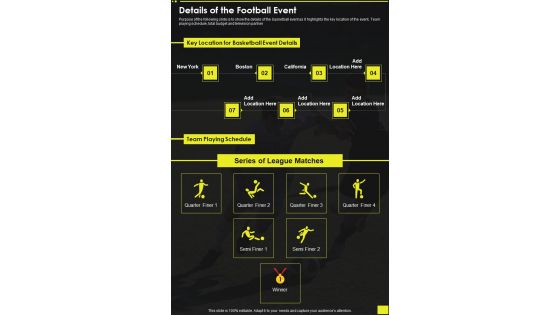 Fundraising Proposal For Football Event Details Of The Football Event One Pager Sample Example Document