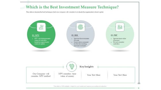 Funds Requisite Evaluation Which Is The Best Investment Measure Technique Template PDF