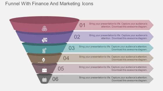 Funnel With Finance And Marketing Icons Powerpoint Templates