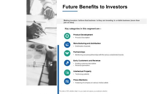 Future Benefits To Investors Product Development Ppt PowerPoint Presentation Infographics Skills