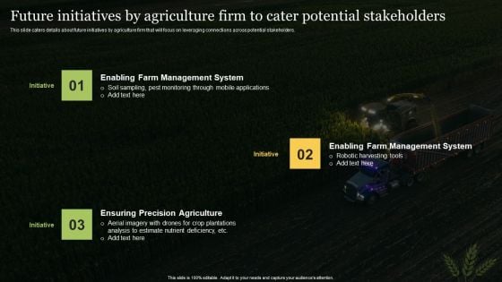 Future Initiatives By Agriculture Firm To Cater Potential Stakeholders Diagrams PDF