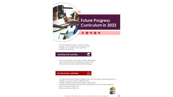 Future Progress Curriculum In 2022 One Pager Documents