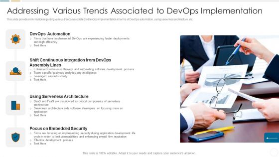 Future Trends Of Devops Industry IT Addressing Various Trends Associated To Devops Implementation Summary PDF