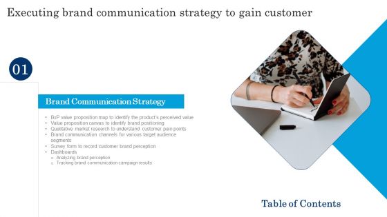 G14 Table Of Contents Executing Brand Communication Strategy To Gain Customer Clipart PDF