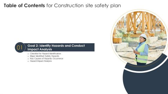 G1 Table Of Contents For Construction Site Safety Plan PowerPoint Presentation PPT Template PDF