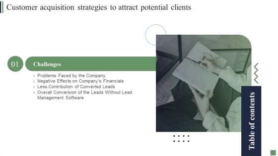 G9 Table Of Contents Customer Acquisition Strategies To Attract Potential Clients Infographics PDF G9 Table Of Contents Customer Acquisition Strategies To Attract Potential Clients Infographics PDF