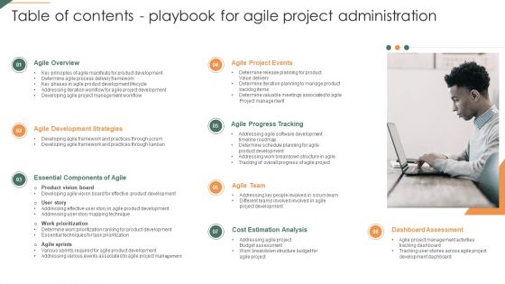 G9 Table Of Contents Playbook For Agile Project Administration Sample PDF