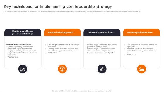 Gaining Competitive Edge Key Techniques For Implementing Cost Leadership Strategy Structure PDF