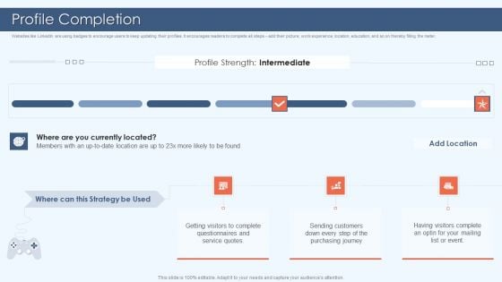 Gamification Strategy For Business Promotion Profile Completion Ideas PDF