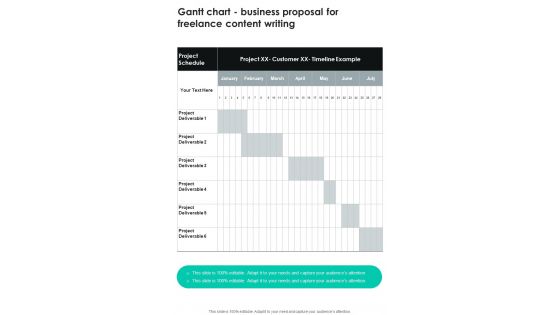 Gantt Chart Business Proposal For Freelance Content Writing One Pager Sample Example Document Gantt Chart Business Proposal For Freelance Content Writing One Pager Sample Example Document