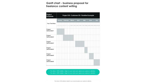 Gantt Chart Business Proposal For Freelance Content Writing One Pager Sample Example Document