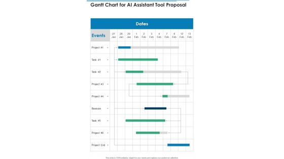 Gantt Chart For AI Assistant Tool Proposal One Pager Sample Example Document