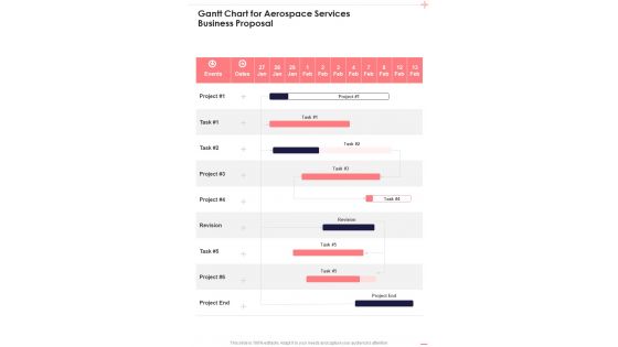 Gantt Chart For Aerospace Services Business Proposal One Pager Sample Example Document