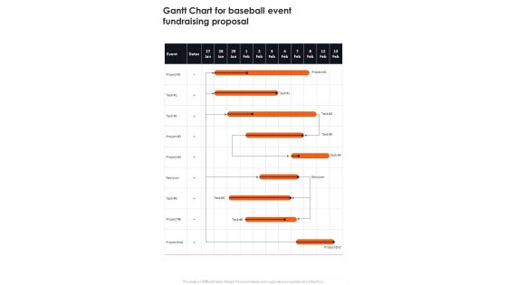 Gantt Chart For Baseball Event Fundraising Proposal One Pager Sample Example Document