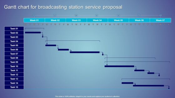 Gantt Chart For Broadcasting Station Service Proposal Ppt Model Maker PDF