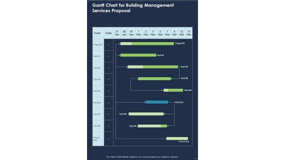 Gantt Chart For Building Management Services Proposal One Pager Sample Example Document