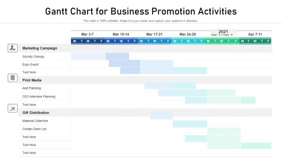 Gantt Chart For Business Promotion Activities Sample PDF Gantt Chart For Business Promotion Activities Sample PDF