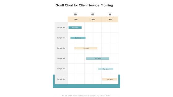 Gantt Chart For Client Service Training One Pager Sample Example Document