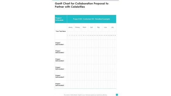 Gantt Chart For Collaboration Proposal To Partner With Celebrities One Pager Sample Example Document