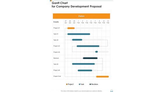 Gantt Chart For Company Development Proposal One Pager Sample Example Document