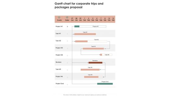 Gantt Chart For Corporate Trips And Packages Proposal One Pager Sample Example Document Gantt Chart For Corporate Trips And Packages Proposal One Pager Sample Example Document