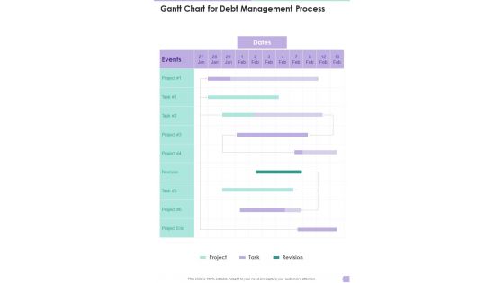 Gantt Chart For Debt Management Process One Pager Sample Example Document