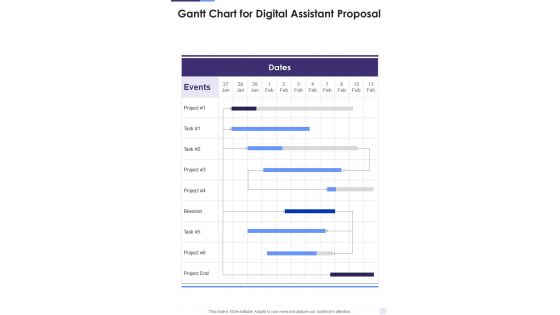 Gantt Chart For Digital Assistant Proposal One Pager Sample Example Document