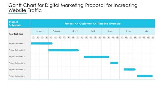 Gantt Chart For Digital Marketing Proposal For Increasing Website Traffic Summary PDF