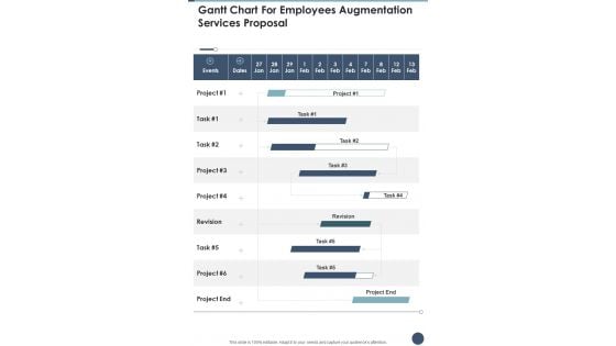 Gantt Chart For Employees Augmentation Services Proposal One Pager Sample Example Document