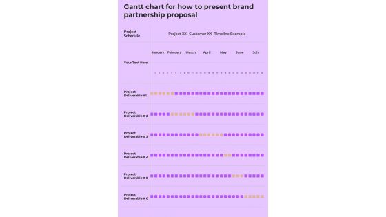 Gantt Chart For How To Present Brand Partnership Proposal One Pager Sample Example Document