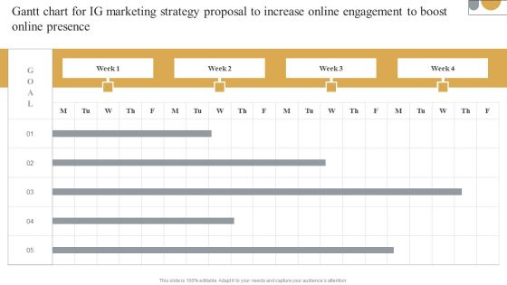 Gantt Chart For IG Marketing Strategy Proposal To Increase Online Engagement Inspiration PDF