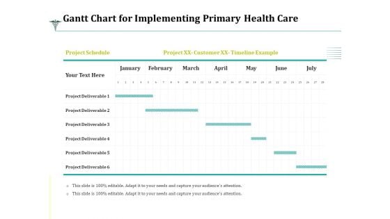 Gantt Chart For Implementing Primary Health Care Ppt Professional Graphics Design PDF