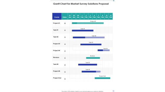 Gantt Chart For Market Survey Solutions Proposal One Pager Sample Example Document