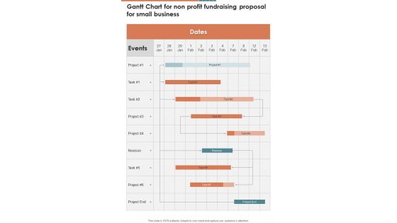 Gantt Chart For Non Profit Fundraising Proposal For Small Business One Pager Sample Example Document