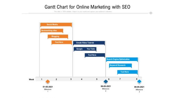 Gantt Chart For Online Marketing With SEO Ppt PowerPoint Presentation File Pictures PDF