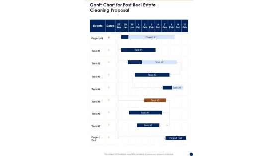 Gantt Chart For Post Real Estate Cleaning Proposal One Pager Sample Example Document