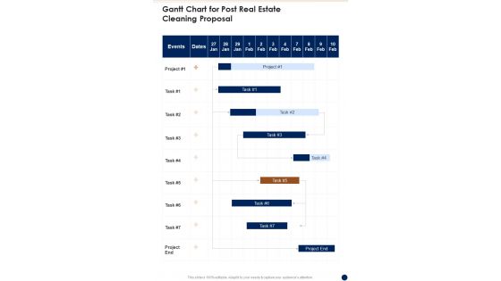 Gantt Chart For Post Real Estate Cleaning Proposal One Pager Sample Example Document