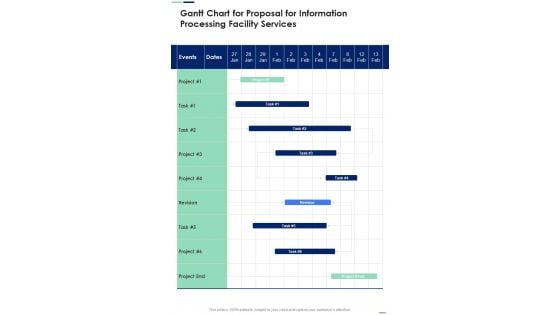 Gantt Chart For Proposal For Information Processing Facility Services One Pager Sample Example Document