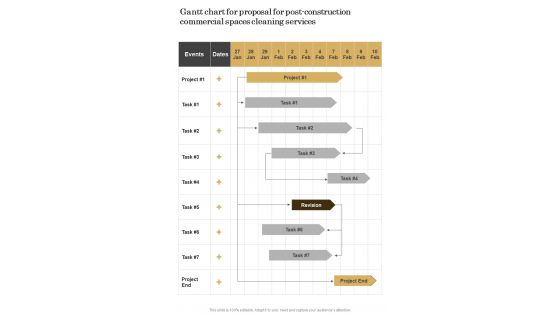 Gantt Chart For Proposal For Post Construction Commercial Spaces Cleaning Services One Pager Sample Example Document