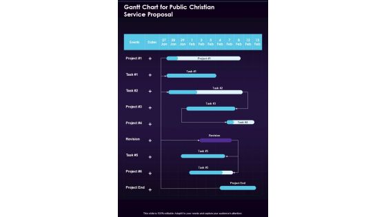 Gantt Chart For Public Christian Service Proposal One Pager Sample Example Document