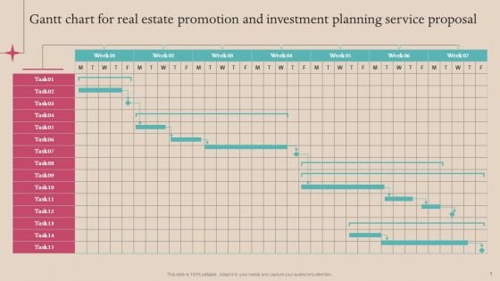 Gantt Chart For Real Estate Promotion And Investment Planning Service Proposal Sample PDF Gantt Chart For Real Estate Promotion And Investment Planning Service Proposal Sample PDF