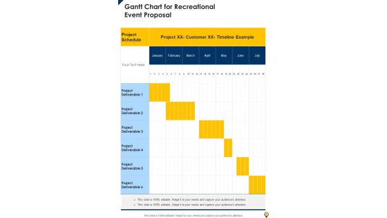 Gantt Chart For Recreational Event Proposal One Pager Sample Example Document