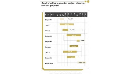Gantt Chart For Renovation Project Cleaning Services Proposal One Pager Sample Example Document Gantt Chart For Renovation Project Cleaning Services Proposal One Pager Sample Example Document