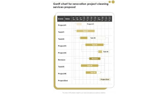 Gantt Chart For Renovation Project Cleaning Services Proposal One Pager Sample Example Document