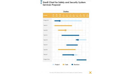 Gantt Chart For Safety And Security System Services Proposal One Pager Sample Example Document