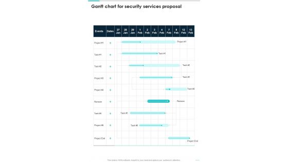 Gantt Chart For Security Services Proposal One Pager Sample Example Document